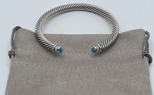 Bezel-Set Blue Topaz Oval Link Bracelet with Extender Chain — listing 3