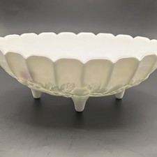 Vintage Milk Glass Footed Vase with Embossed Grape & Leaf Pattern (Harvest Grape) — listing 2