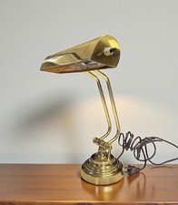 Vintage Brass and Wood Piano/Bankers Desk Lamp with Adjustable Shade — listing 2