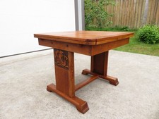 Antique European Draw-Leaf Trestle Dining Table with Carved Scroll Feet and Turned Stretcher, circa 1900-1930s — listing 4