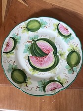 Hand-Painted Austrian Porcelain 10-inch Cabinet Plate with Blackberries & Blossoms, Pierced Reticulated Rim, Gold Trim — listing 3