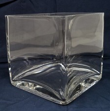 Cased Cream and Amber Glass Square Cube Vase — listing 2