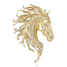 Carved Resin Horse Head Brooch Pin with Bridle Detail — listing 2