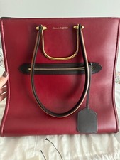 Alexander McQueen 'The Tall Story' Black Leather Tote Bag with Red Trim and Gold Hardware — listing 4