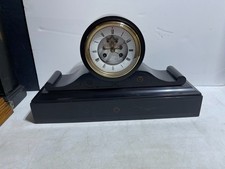 Victorian Belgian Black Slate & Marble Mantel Clock with Incised Gilt Decoration — listing 5