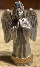 Pewter Angel Figurine with Gold-Tone Wings Holding Heart — listing 5