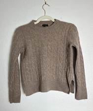 Massimo Dutti Men's Ribbed Extrafine Cotton Crewneck Sweater, Size XL, Taupe/Grey