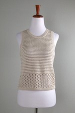 Ann Taylor Navy & White Crochet Lace Front Sleeveless Top, Size S — listing 2