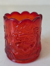 Vintage Amberina Art Glass Lot — Daisy & Button Toothpick Holder, Blown Pitcher, Ruffled Ashtray/Dish — listing 4