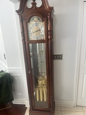 Oak Grandfather Clock with Broken Arch Pediment and Brass Moon Phase Dial — listing 6