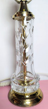 Vintage Hollywood Regency Cut Crystal & Brass Table Lamp with Prisms and Marble Base — listing 5