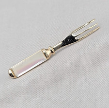 Vintage Figural Fork Brooch with Rhinestone Handle, Gold-Tone