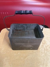 Antique Style Tin Miner's Lunch Pail with Wooden Bail Handle and Nested Cup Lid