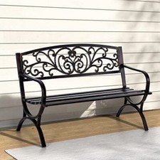 Green Powder-Coated Steel Outdoor Park Bench with Curved Slat Seat — listing 4
