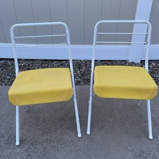 Pair of Cosco Vintage Padded Folding Chairs, Green Frame with Southwestern Stripe Upholstery — listing 3