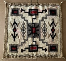 Navajo Storm Pattern Handwoven Wool Rug, Natural Wool Tones — listing 3