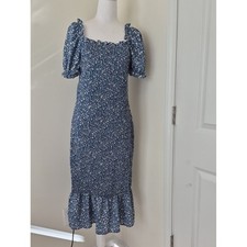 Pretty Garden Pink Smocked Puff Sleeve Tiered Midi Dress, Size Large — listing 6