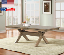 Rustic Pine Trestle Dining Table with Two Matching Benches, Live-Edge Top — listing 4