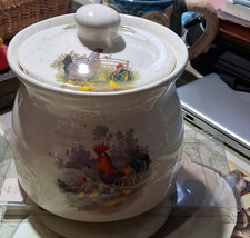 Ceramic Figural Rooster Covered Cookie Jar / Canister Set, Hand-Painted Majolica-Style — listing 5