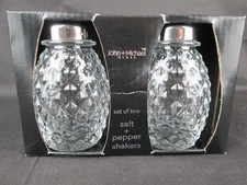 John + Michael Glass Salt and Pepper Shaker Set, Clear Glass with Stainless Steel Tops, Boxed — listing 3