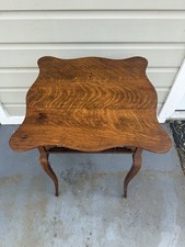 Antique Victorian Oak Parlor Table with Glass Ball & Claw Feet and Spool-Turned Legs