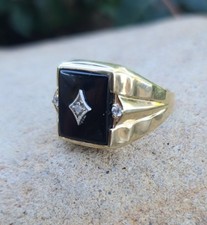 Vintage 10K White Gold Men's Ring with Blue Sapphire Cabochon and Diamond Accents Something else / can't tell — listing 4