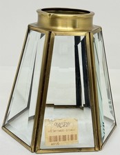 Set of 4 Vintage Beveled Glass & Brass Light Shades / Covers — listing 5