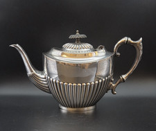 Antique Victorian Silver-Plated (EPBM) Oval Teapot with Bright-Cut Floral Engraving — listing 6