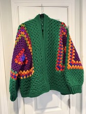 Vintage Granny Square Crochet Patchwork Cardigan in Earth Tones — listing 3