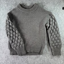 Elodie Light Blue Chunky Ribbed Knit Crewneck Sweater, Size S — listing 5