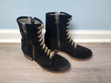 Mtng (Mustang) Black Combat Lace-Up Ankle Boots with Side Zip, Size EU 38 — listing 5