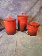 Le Creuset Stoneware Canister Set in Caribbean Blue with Wood Lids — listing 2