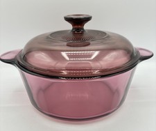 Vintage Pyrex Cranberry Pink Visions Round Casserole Dish — listing 3