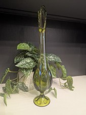 Vintage Mid-Century Olive Green Bud Vase with Bulbous Base and Flared Neck — listing 2