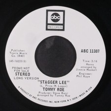 Tommy Roe "Stagger Lee" b/w "Back Streets and Alleys" 45 RPM 7" Single, ABC Records — listing 6
