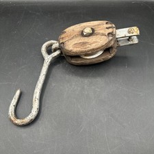 Antique Wooden Ship Block & Tackle Pulley with Iron Strapping and Sheave No - unmarked — listing 6