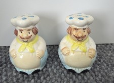 Vintage Italian Chef Salt and Pepper Shakers Ceramic Pair