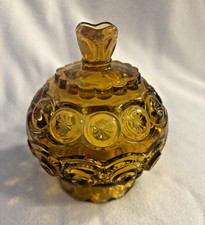L.E. Smith Amberina Moon and Stars Small Footed Compote / Candy Dish (Heritage line, ~4.5") — listing 3