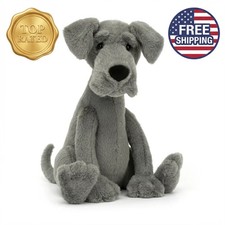 Plush Stuffed Puppy Dog Toy, White with Brown Ears