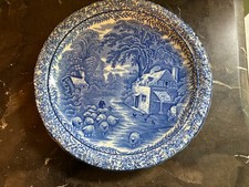 Blue & White Transferware Plate, English Village Street Scene 'Ye Olde Curiosity Shop', listing 6