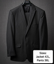 Men's Two-Button Wool Suit Jacket with Notch Lapel, Charcoal/Blue Birdseye Weave Yes - designer/luxury brand — listing 5