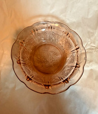 Pink Depression Glass Ribbed Berry/Serving Bowl, 8.5 inch, Rose