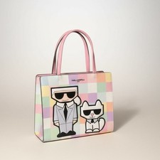 Karl Lagerfeld Paris Maybelle Tote Bag Pastel Rainbow Check — listing 6