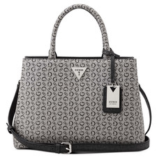 Guess G-Logo Monogram Satchel Handbag in Blue with Tan Trim — listing 3