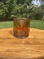 Indiana Glass Blue Carnival Glass Two-Handled Rose Bowl (Open Rose / Wild Rose Pattern) — listing 2