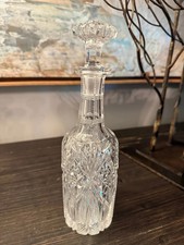 Cut Crystal Wine Decanter with Faceted Diamond-Cut Stopper — listing 5