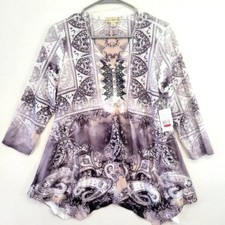 Live and Let Live Multi-Color Boho Peasant Top with Embroidered Yoke, Size PM (Petite Medium) — listing 2