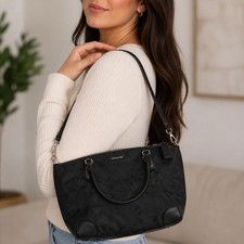 Coach Kelsey Satchel in Black Pebble Leather with Floral Rivets, 2-Way Handbag/Crossbody — listing 2