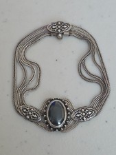 CG 925 Sterling Silver Multi-Strand Wheat Chain Bracelet with Floral Oval Stations