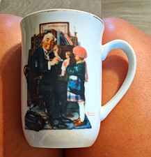 Norman Rockwell Ceramic Coffee Mug with Nautical/Maritime Scene and Gold Trim